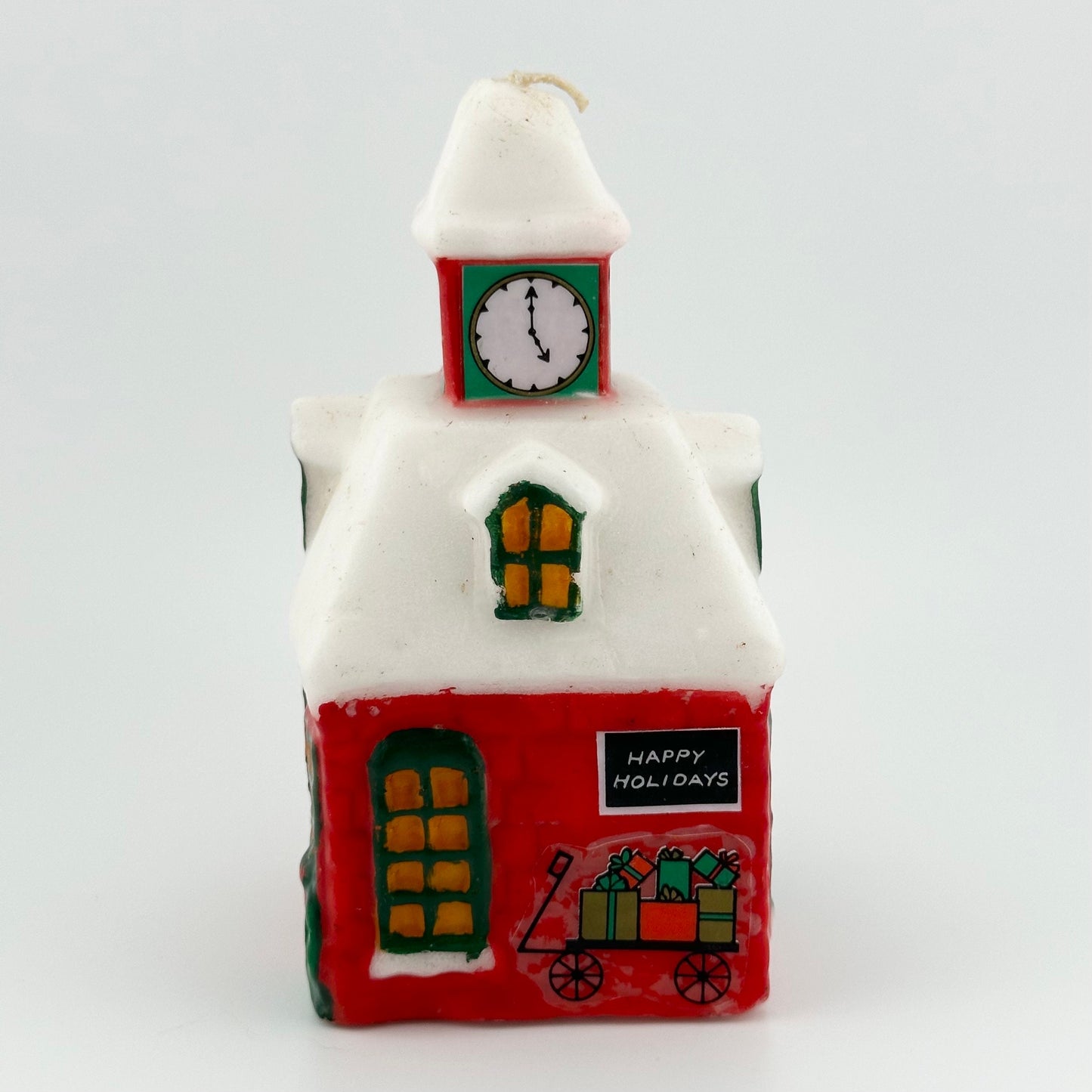 Vintage Christmasville Towne Hall Candle, Made by Jasco.