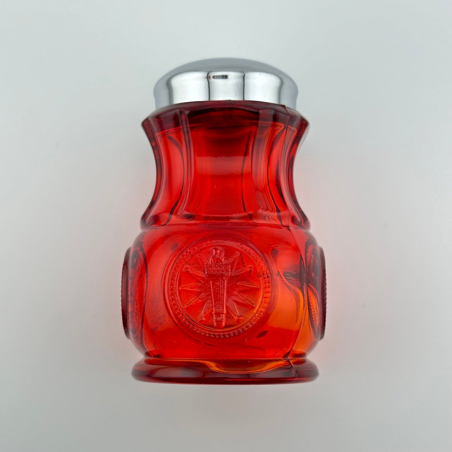 Vintage Glass Salt Shaker in Ruby Red with Silver Top
