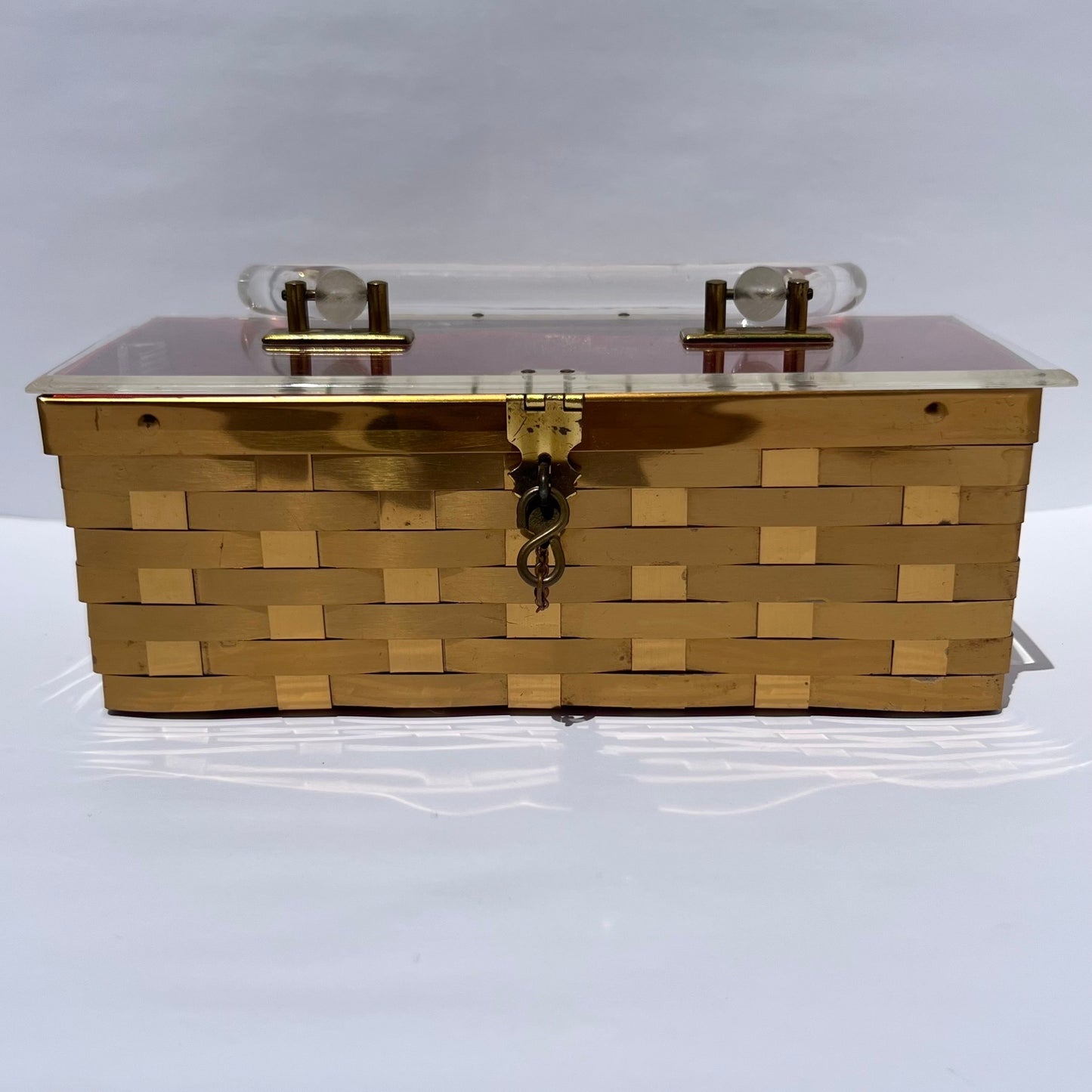 Vintage Metal Basketweave Purse with Lucite Handle by Dorset Rex Fifth Avenue