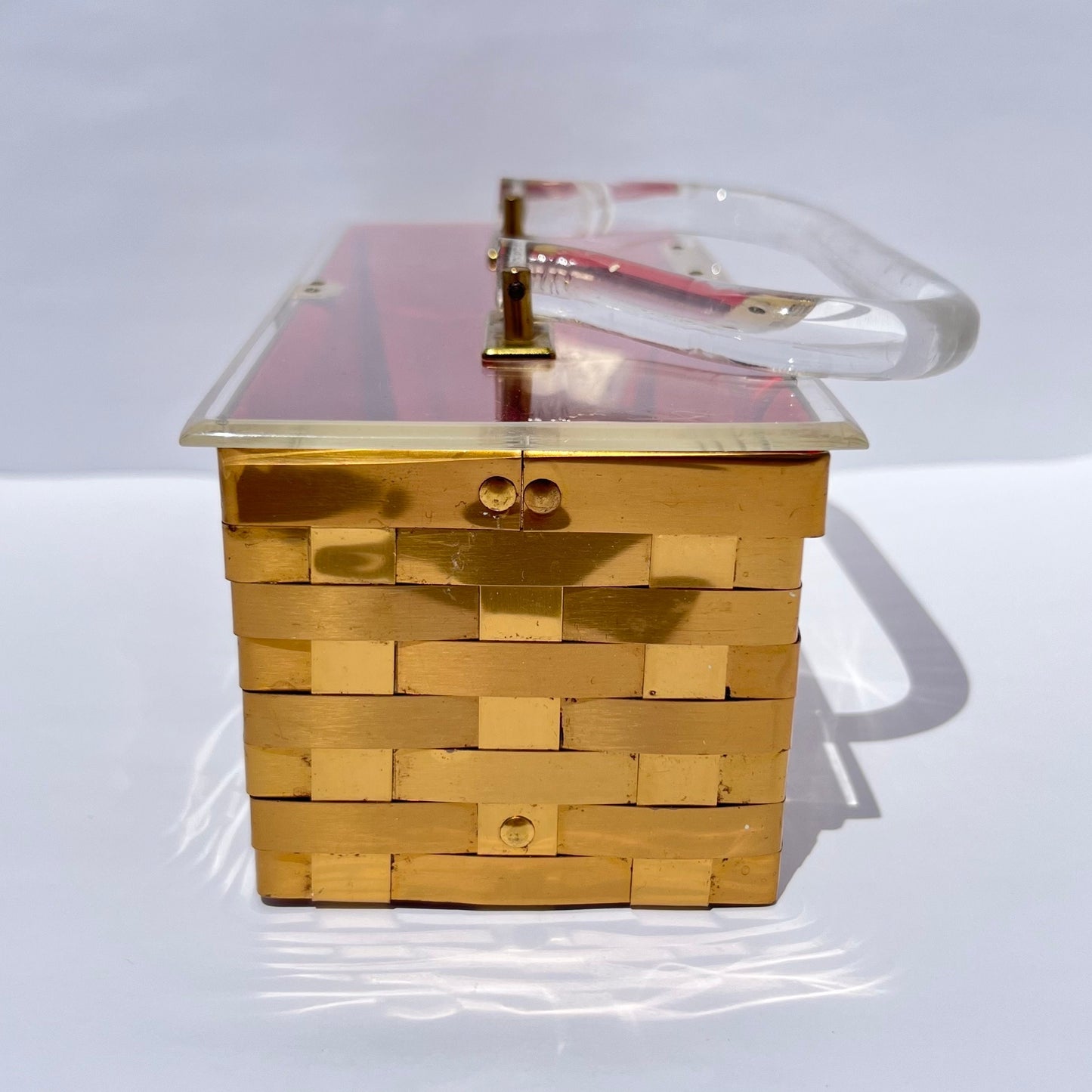 Vintage Metal Basketweave Purse with Lucite Handle by Dorset Rex Fifth Avenue