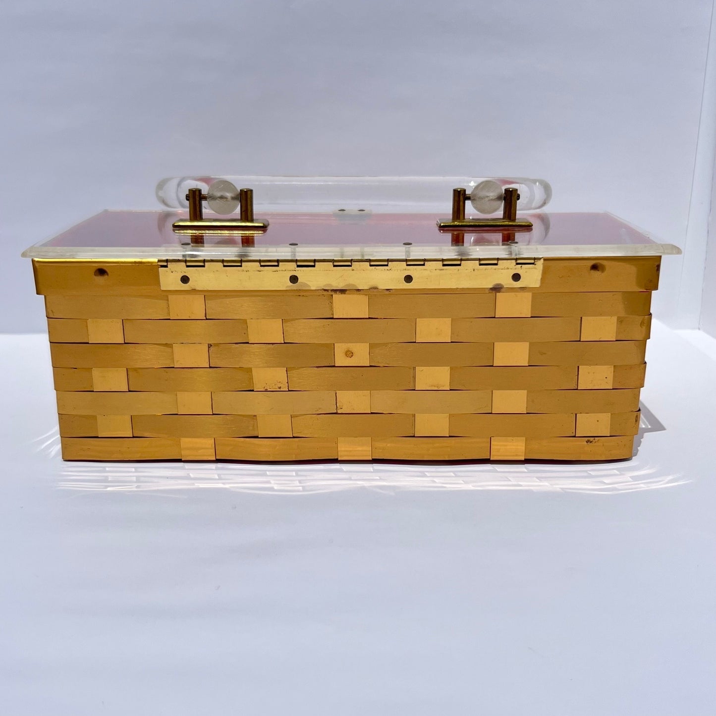 Vintage Metal Basketweave Purse with Lucite Handle by Dorset Rex Fifth Avenue
