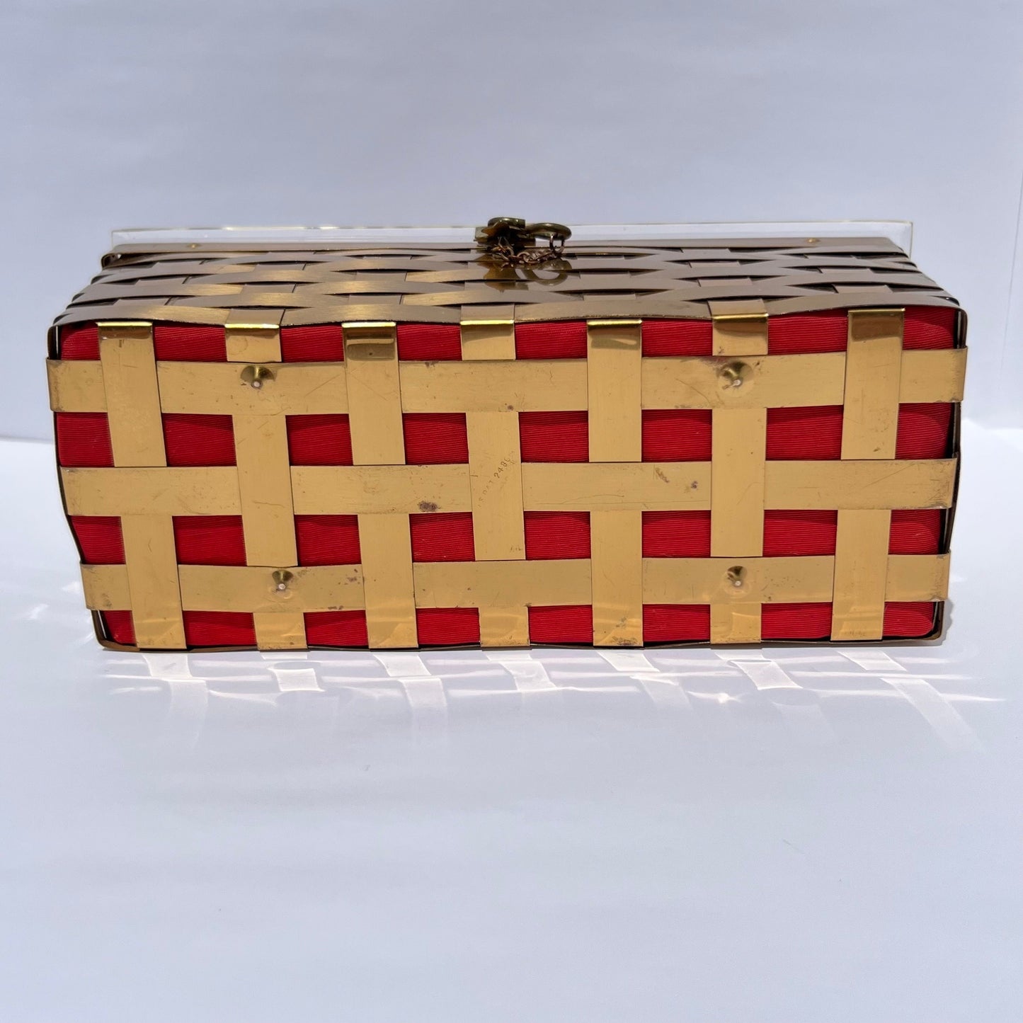 Vintage Metal Basketweave Purse with Lucite Handle by Dorset Rex Fifth Avenue