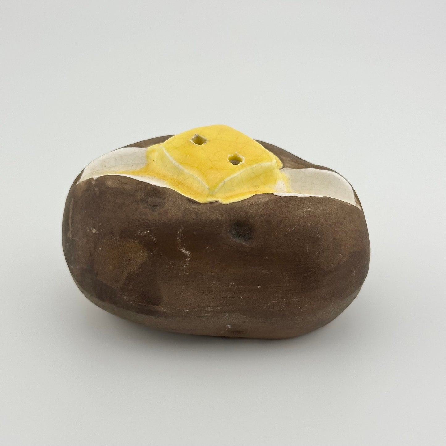 Vintage Salt and Pepper Shakers, Buttered Baked Potatoes, Hand Painted in Bonners Ferry Idaho.