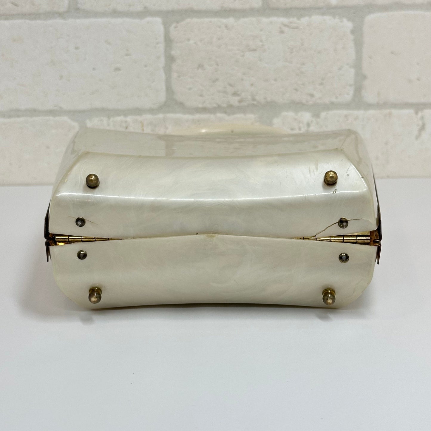 Vintage Ivory Lucite Handbag, 1950s, Mid Century.