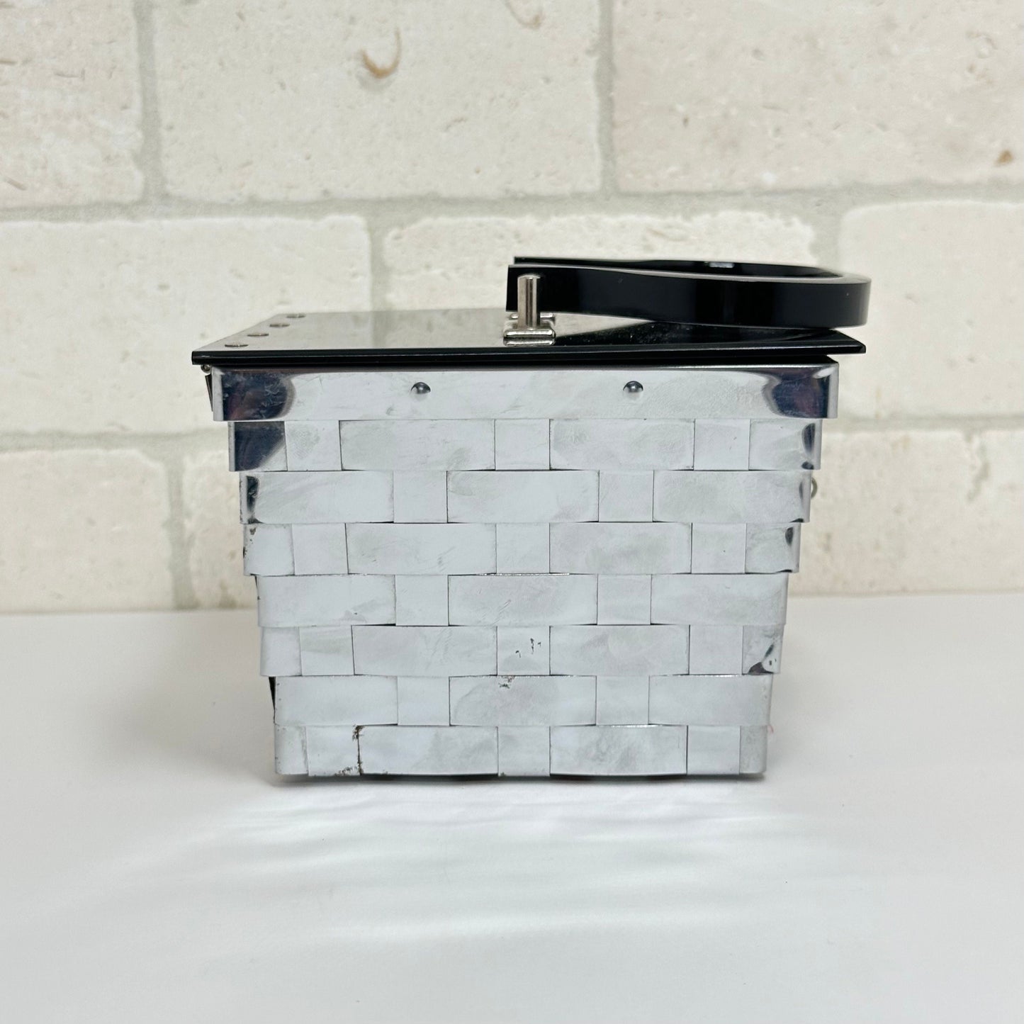 Vintage Handbag in Silver Tone Basketweave by Dorset Rex Fifth Avenue