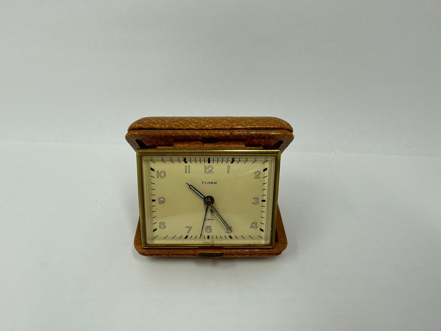 Vintage Travel Clock, Gold Toned, Foldable Travel Cover and Made in Germany.