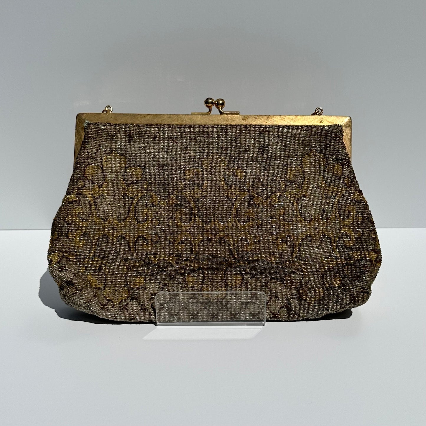 Vintage Beaded Gold Handbag, Made by Josef, Hand Beaded in France.