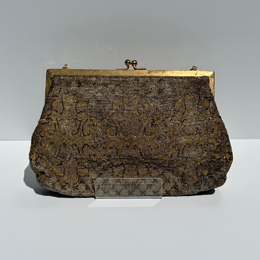 Vintage Beaded Gold Handbag, Made by Josef, Hand Beaded in France.