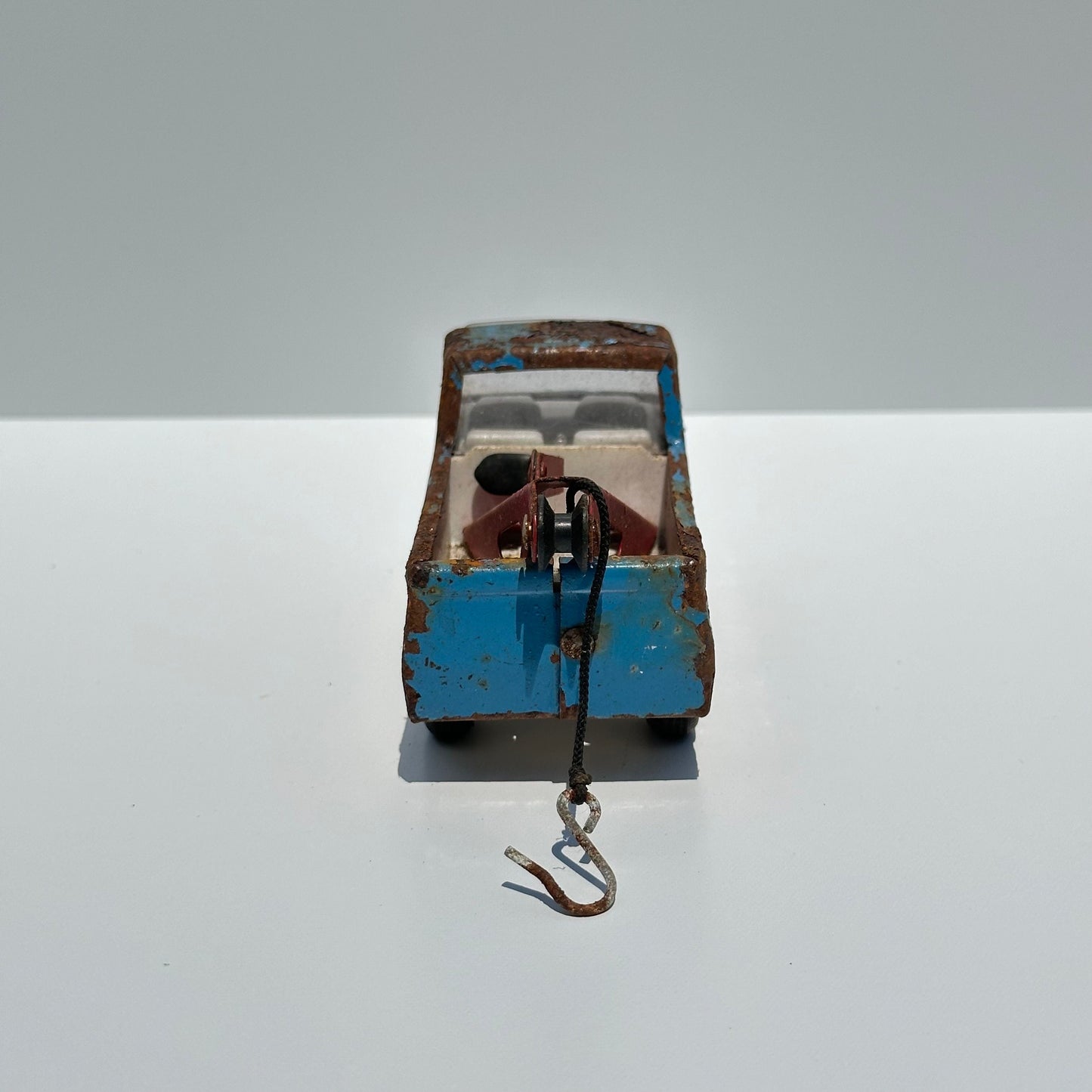 Vintage Blue Tow Truck Die-Cast Car Model Made by Tonka in 1960s.