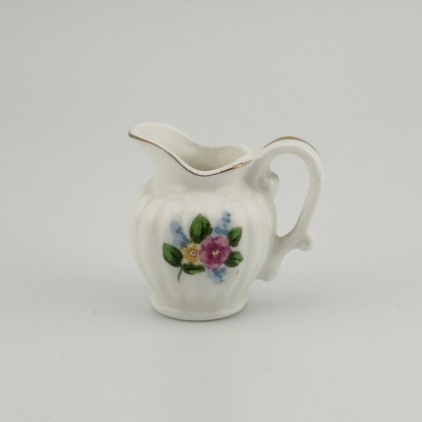 Vintage Miniatures, Porcelain Tea Set with Flowers, Set of 5.