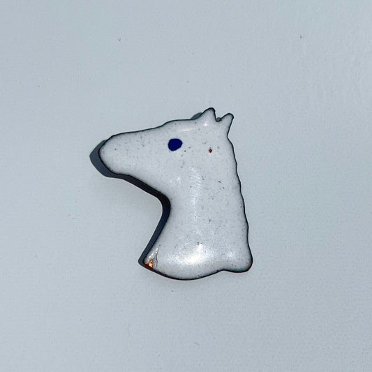 Vintage Brooch of White Enamel Horse