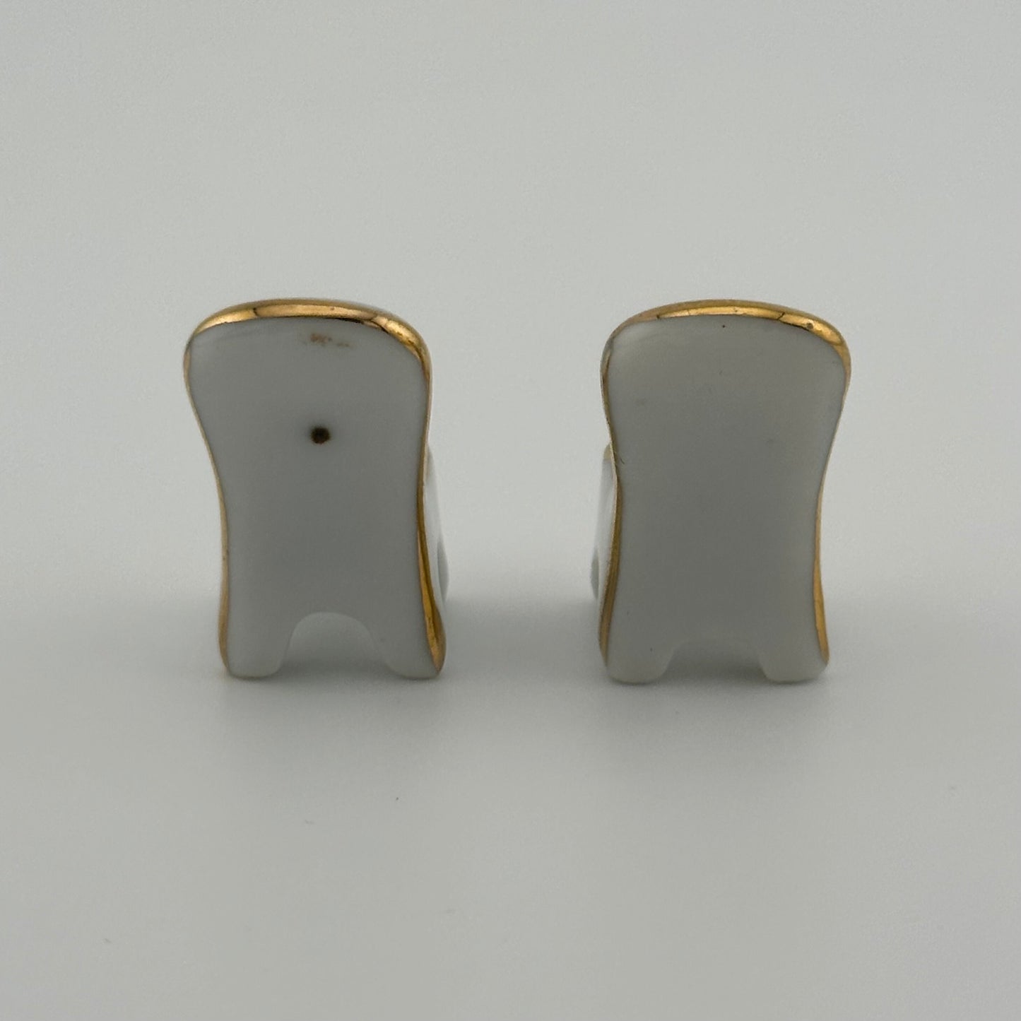 Vintage Miniatures, Porcelain Table and Chairs with Gold Accents, Set of 3.