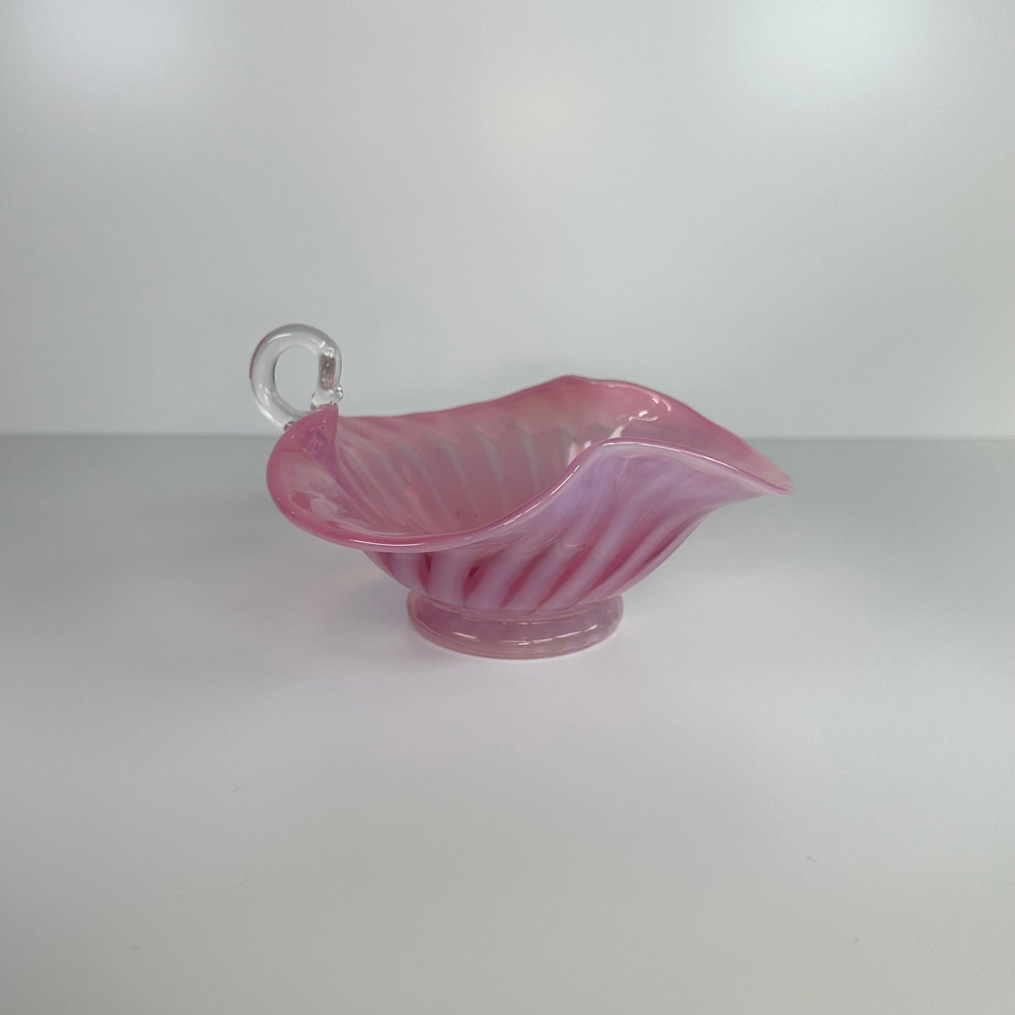 Vintage Pink Glass with Pinched Edges and Finger Loop.