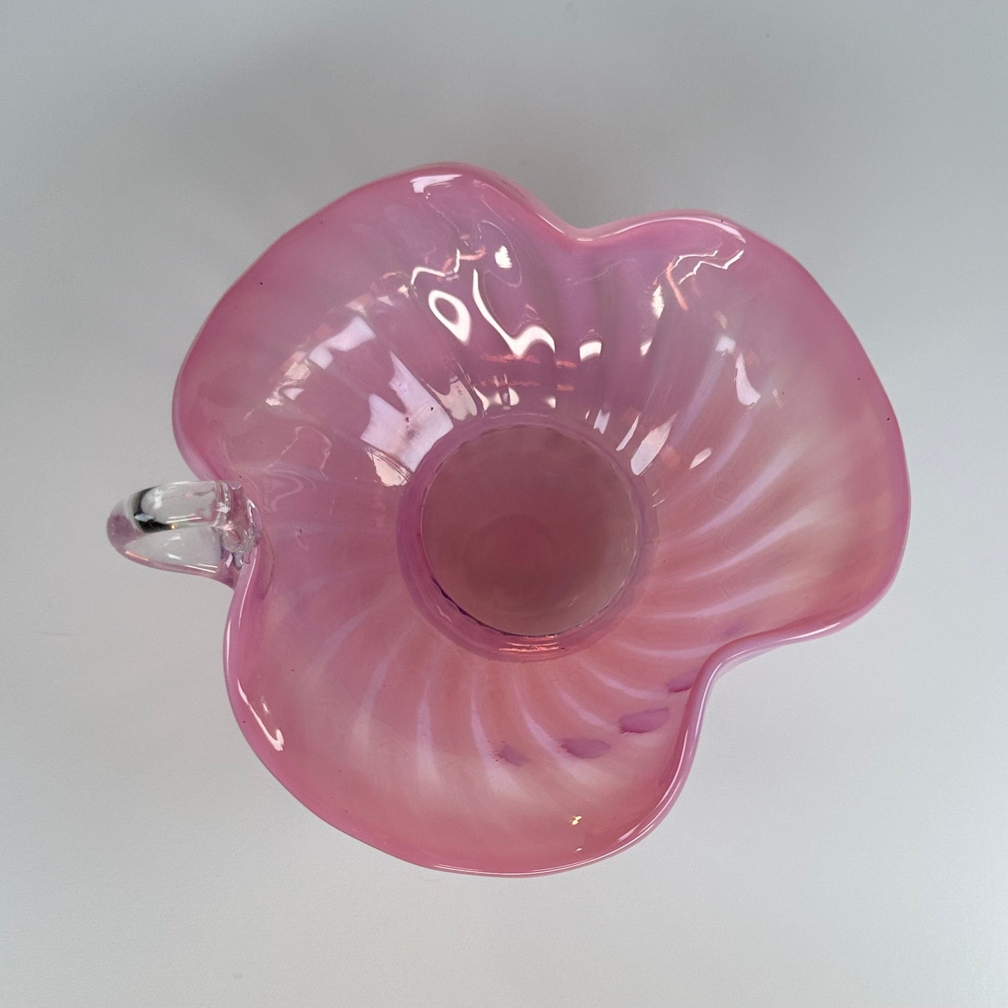 Vintage Pink Glass with Pinched Edges and Finger Loop.