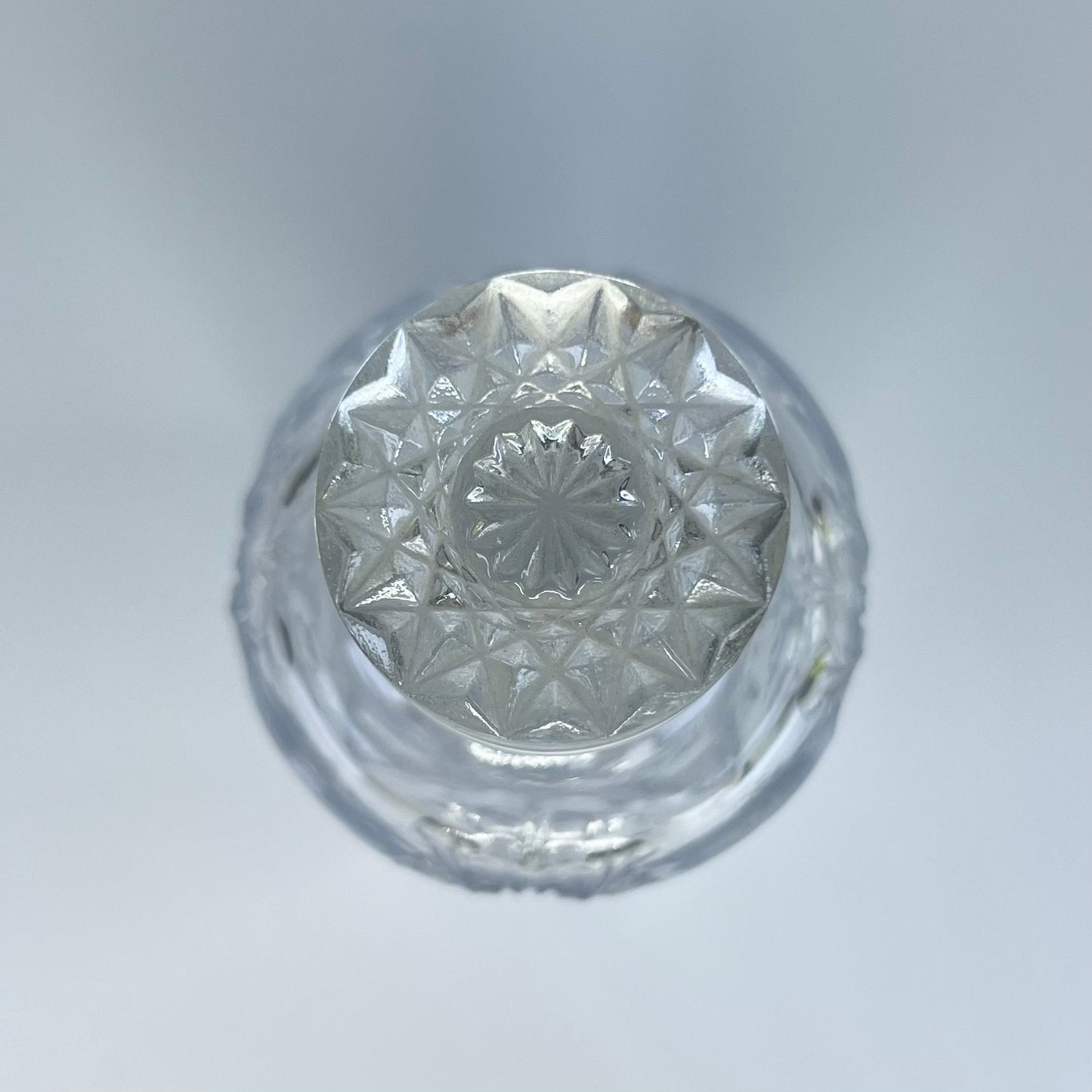 Vintage Perfume or Cologne Bottle with Clear Imperial Pressed Glass in Star Pattern
