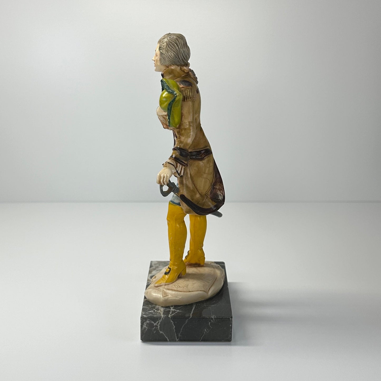 Vintage Figurine of Victorian Man with Sword and Carrara Marble Base by Fontanini