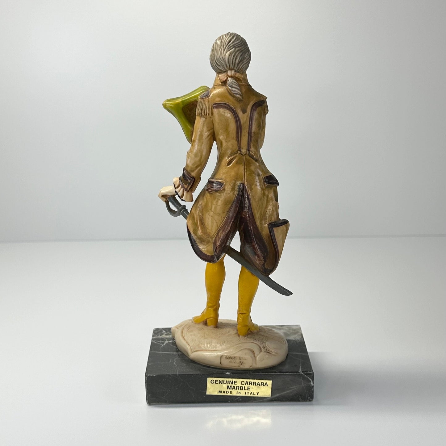 Vintage Figurine of Victorian Man with Sword and Carrara Marble Base by Fontanini