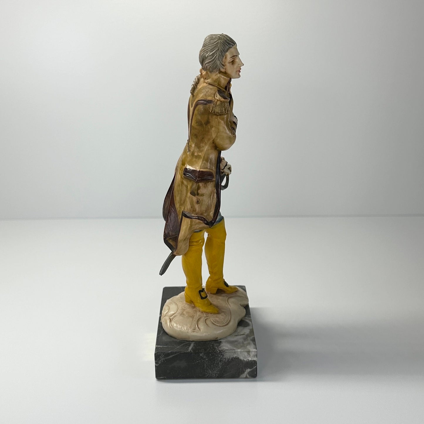 Vintage Figurine of Victorian Man with Sword and Carrara Marble Base by Fontanini