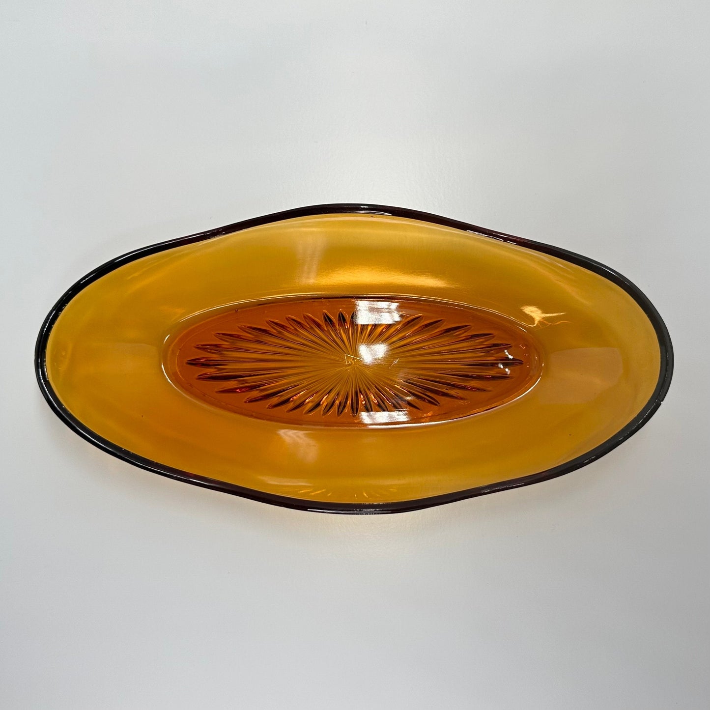 Vintage Glass Candy Dish in Amber by Hazel Atlas