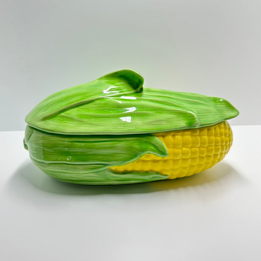 Vintage Corn Shaped Serving Dish With Lid
