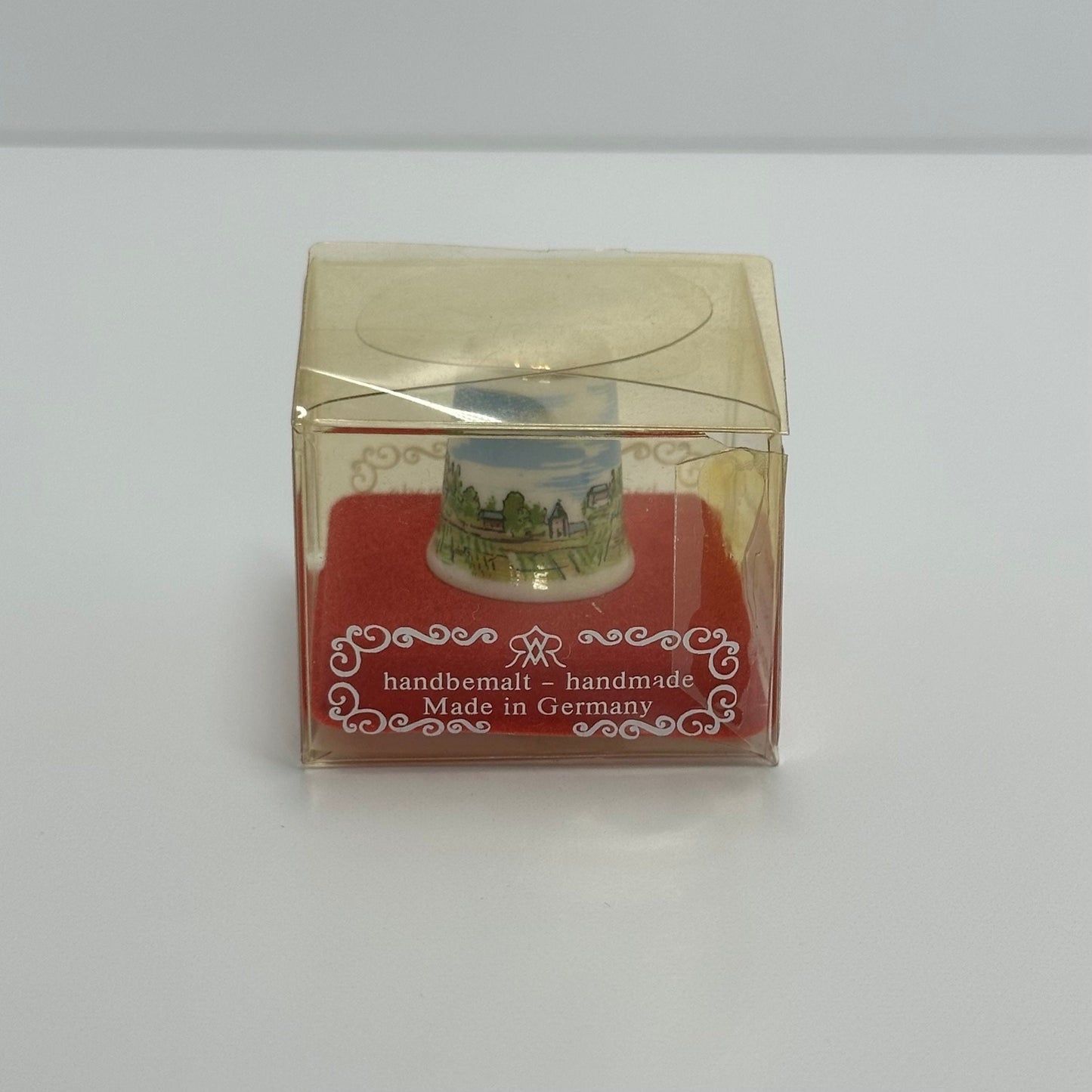 Vintage Porcelain Thimble by Reuter Handmade in Germany and New in Box.