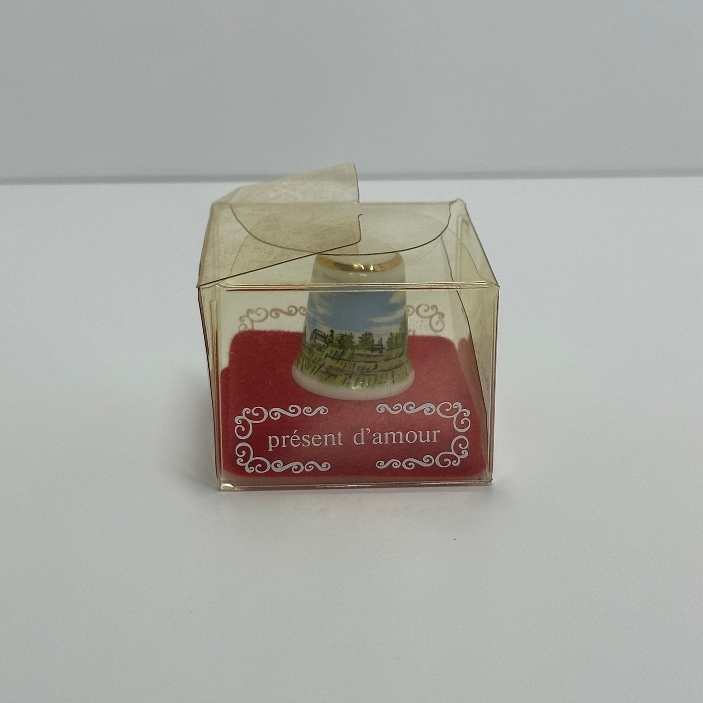 Vintage Porcelain Thimble by Reuter Handmade in Germany and New in Box.