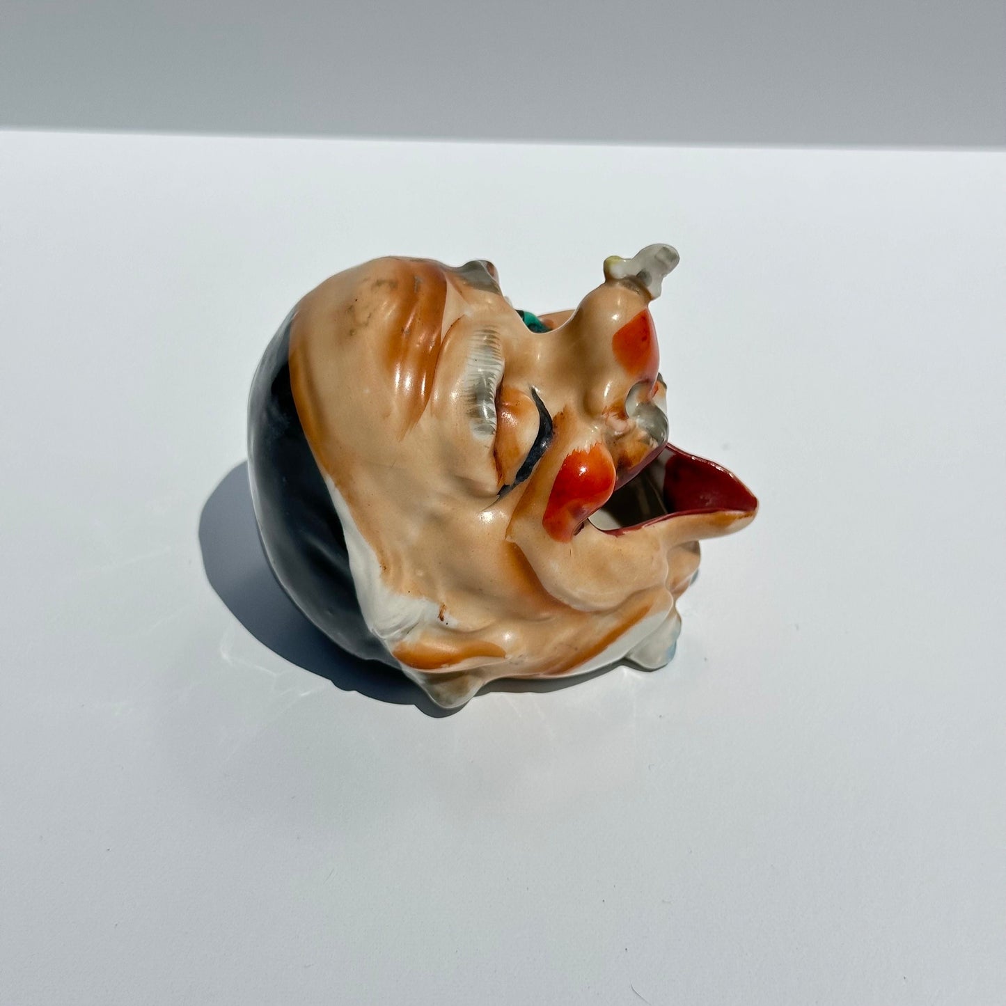 Vintage Ceramic Ashtray of Old Man with Bee on His Nose, Made in Japan.