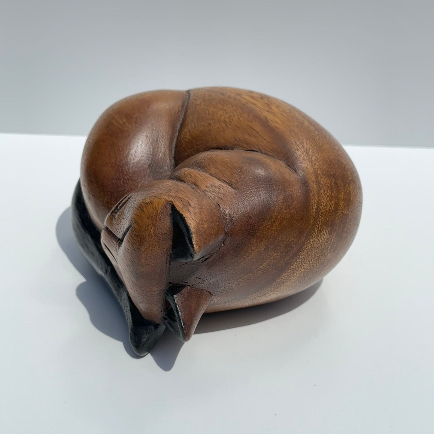 Vintage Hand Carved Wooden Siamese Cat Made in Thailand.