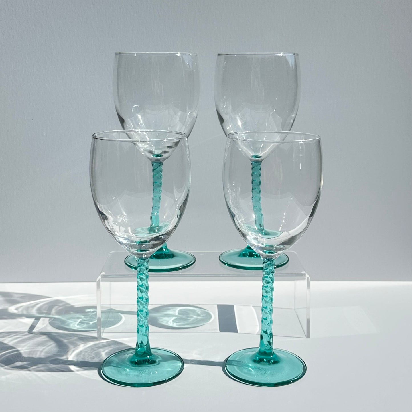 Vintage Crystal Wine Glasses in Angelique Aqua by Crystal D’Arques-Durand