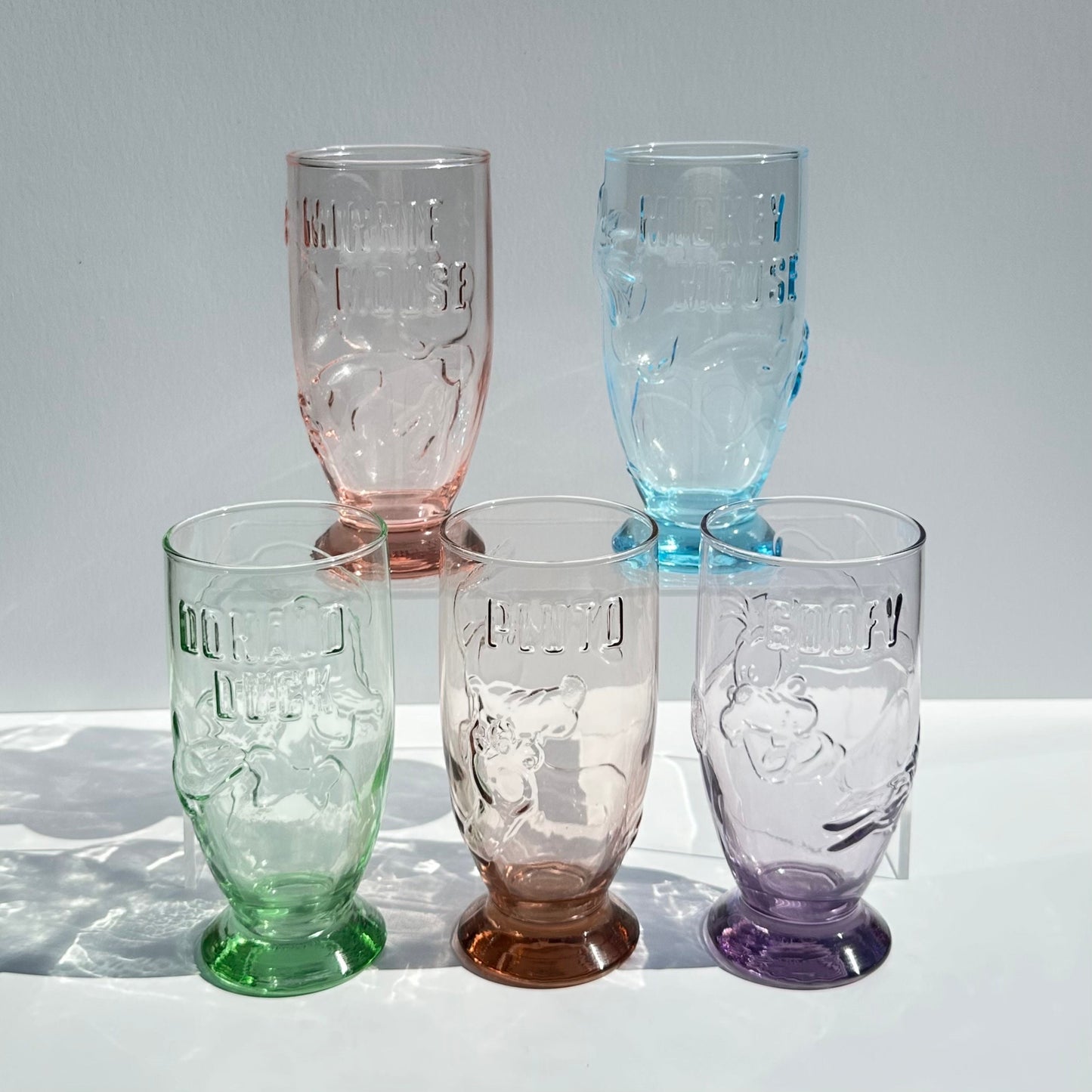 Vintage Embossed Glasses of Various Disney Characters by K. Onishi