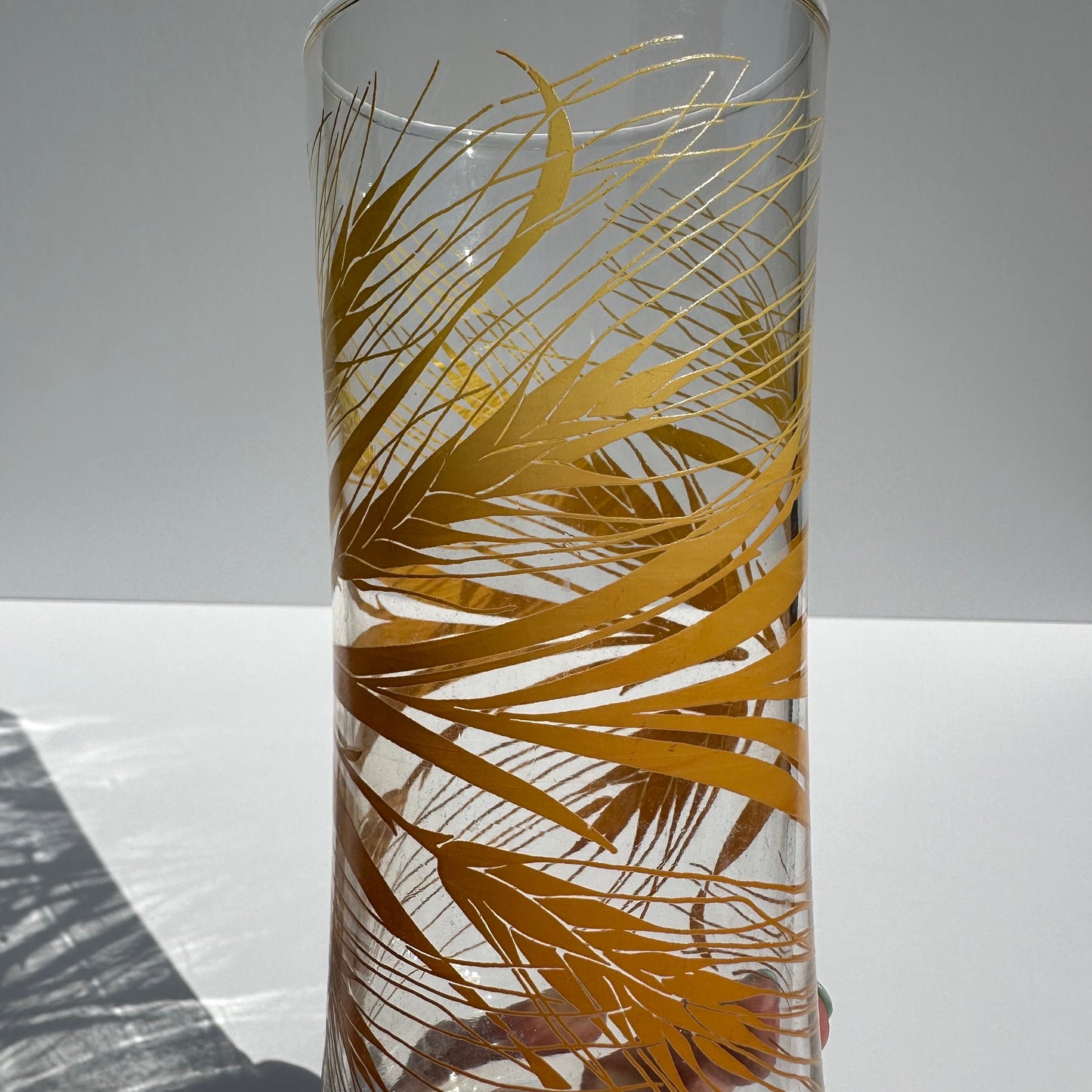 Vintage Glass Tumblers in Popular Libbey Golden Wheat Design, Set of 9 16 oz.