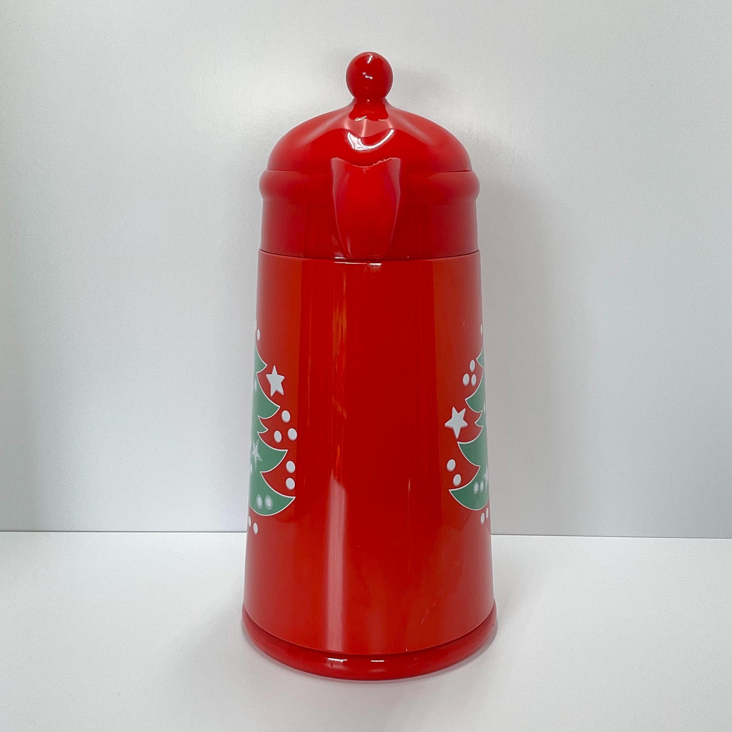 Vintage Carafe with Christmas Tree Design in Red and Made By Waechtersbach.