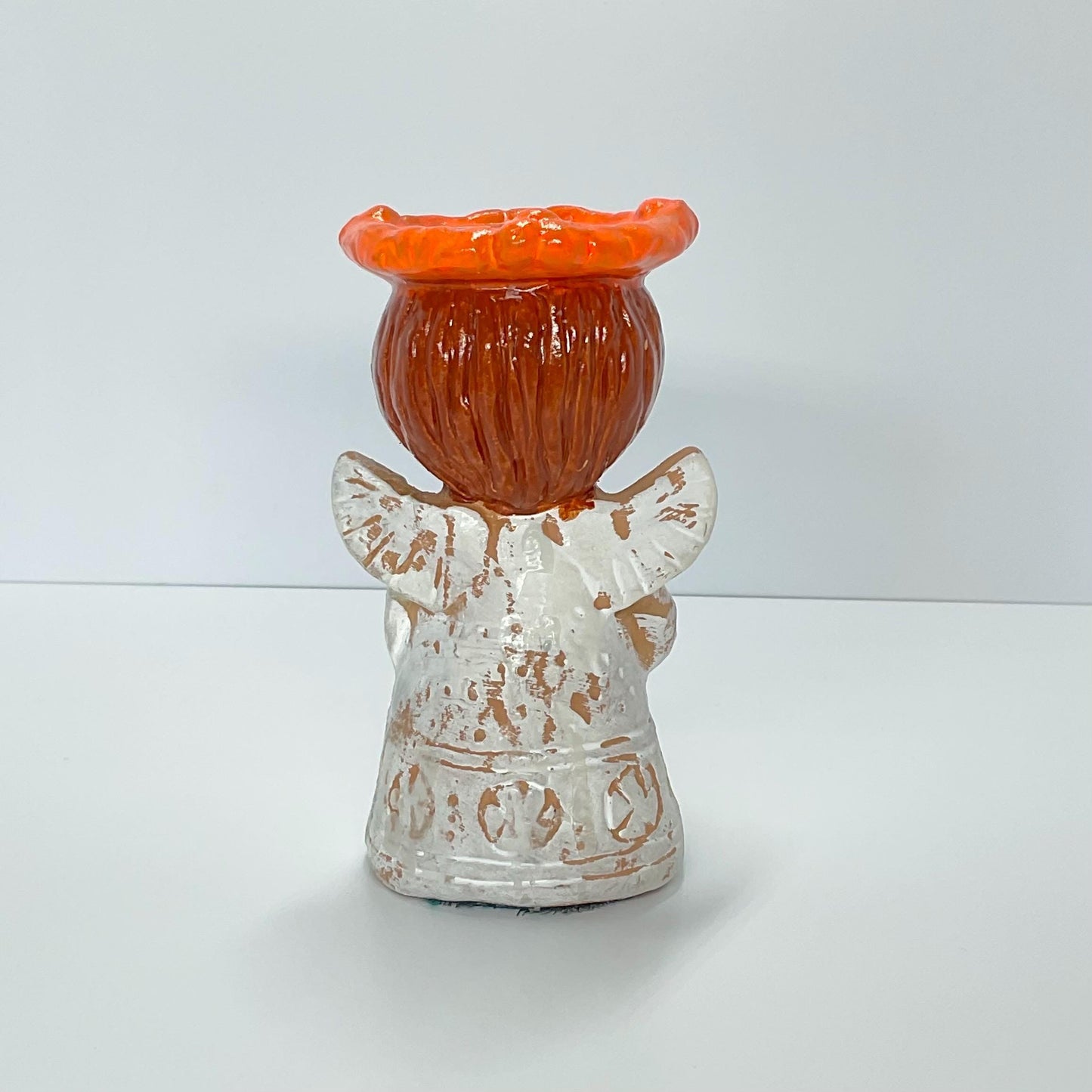 Vintage Candle Holder of an Angel Made of Terra Cotta by Wales in Japan.