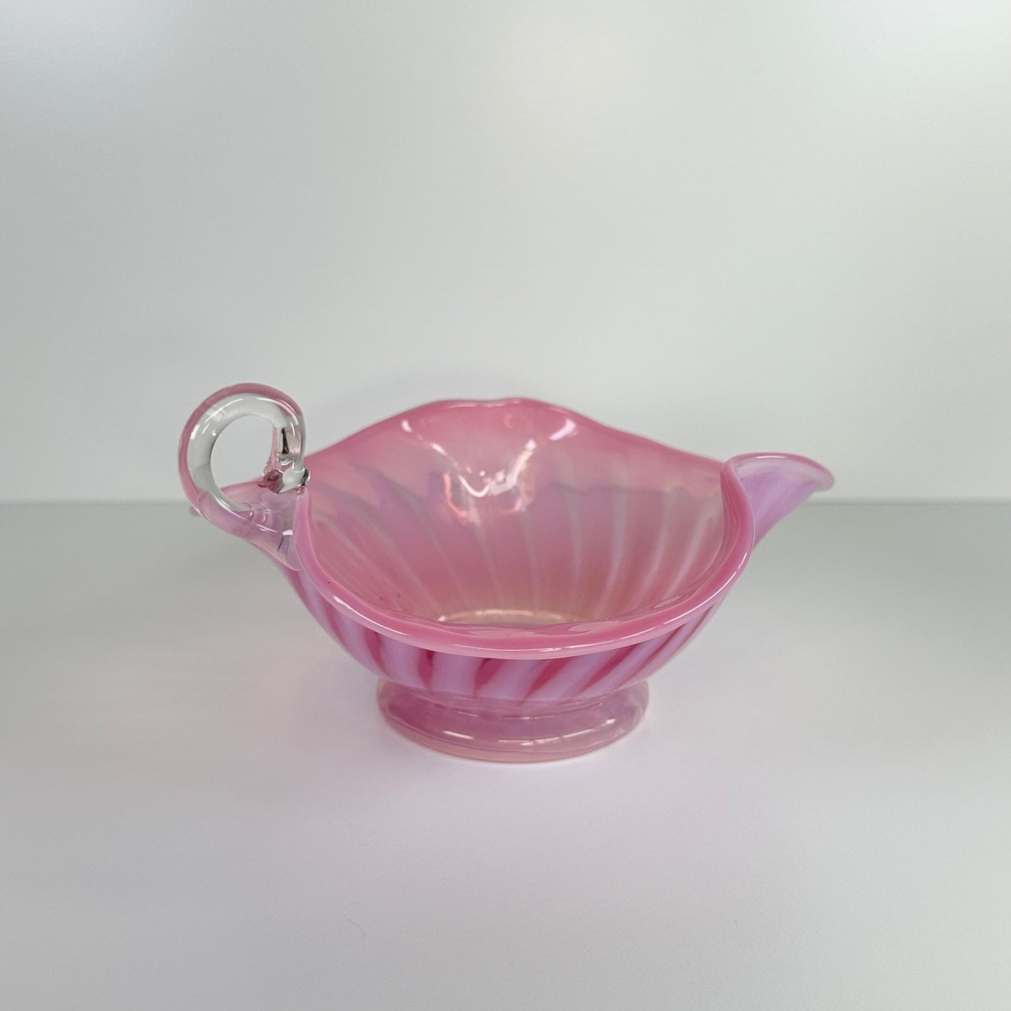 Vintage Pink Glass with Pinched Edges and Finger Loop.