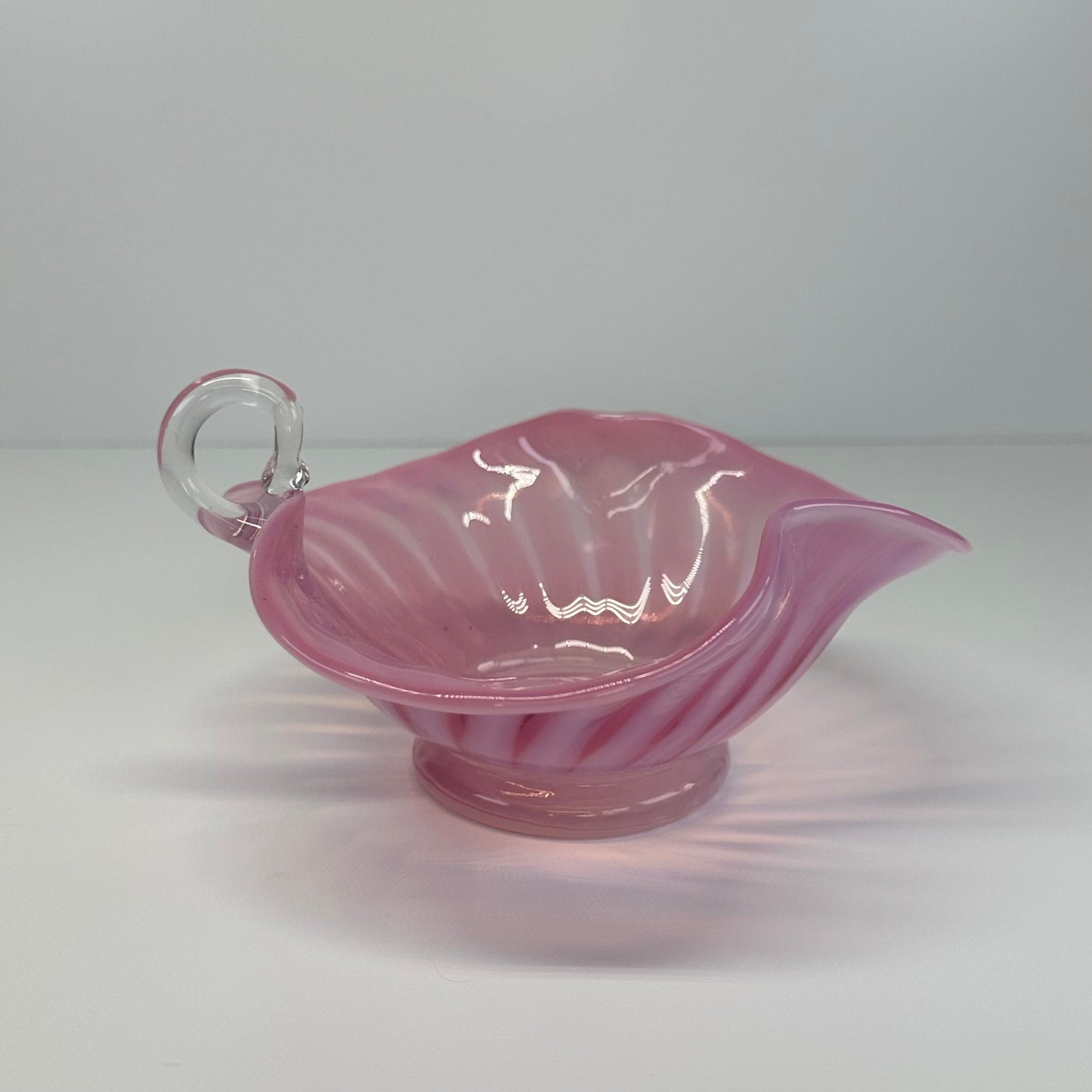 Vintage Pink Glass with Pinched Edges and Finger Loop.
