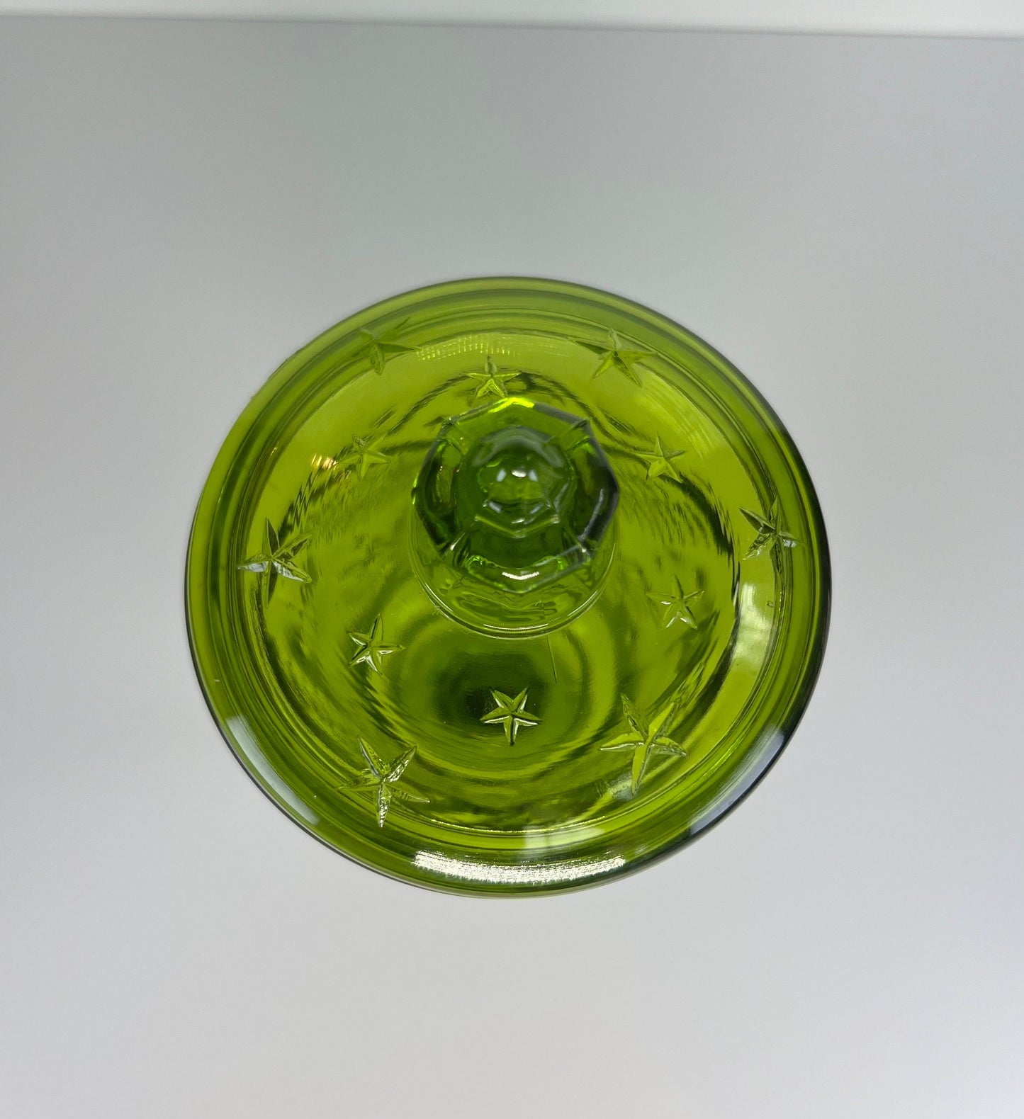 Vintage Glass Candy Dish with Lid in Fostoria Green Eagle Design