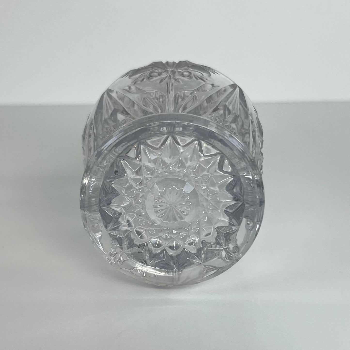 Vintage Perfume or Cologne Bottle with Clear Imperial Pressed Glass in Star Pattern