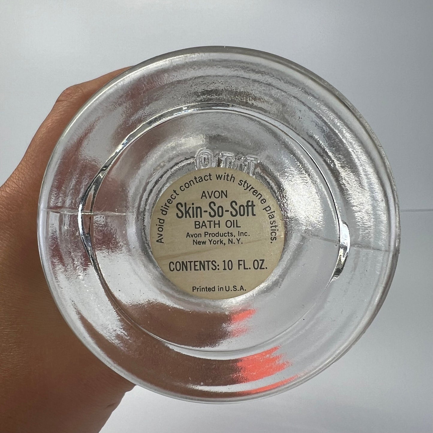 Vintage Glass Bottle of Skin So Soft Bath Oil Made by Avon.
