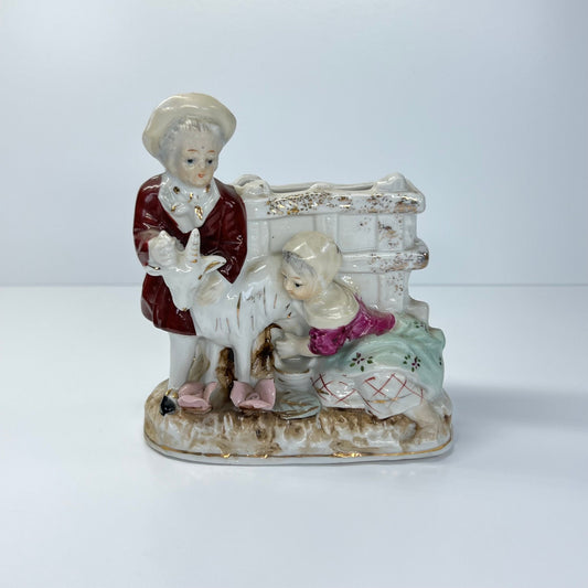 Vintage Porcelain Vase with Farm Scene by Wales and Made in Japan.