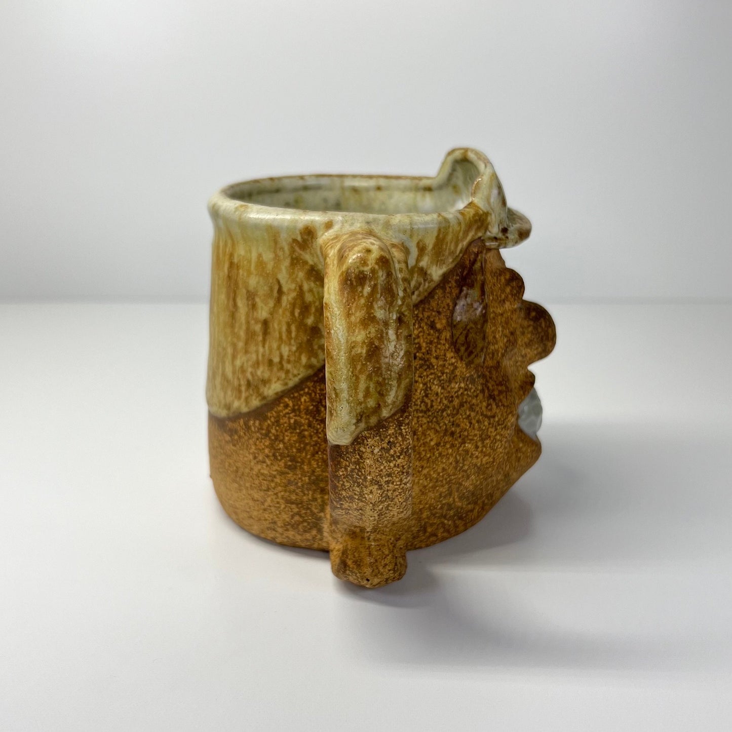 Vintage Pottery Mug 3D Face Art of Man with Golf Ball in his Mouth.