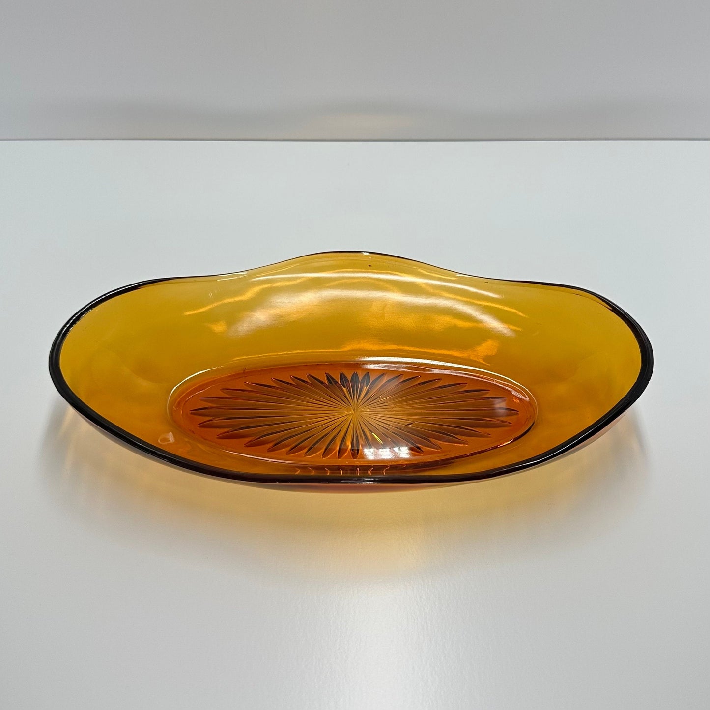 Vintage Glass Candy Dish in Amber by Hazel Atlas