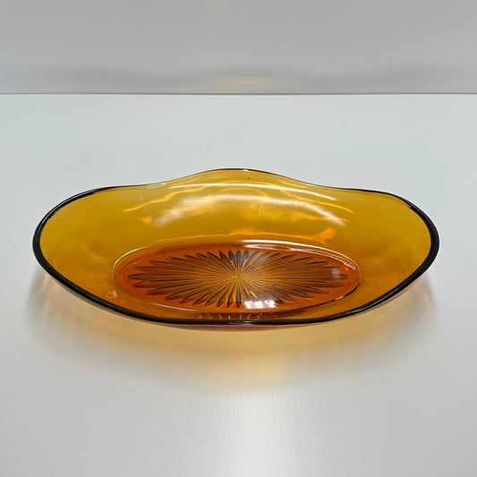 Vintage Glass Candy Dish in Amber by Hazel Atlas