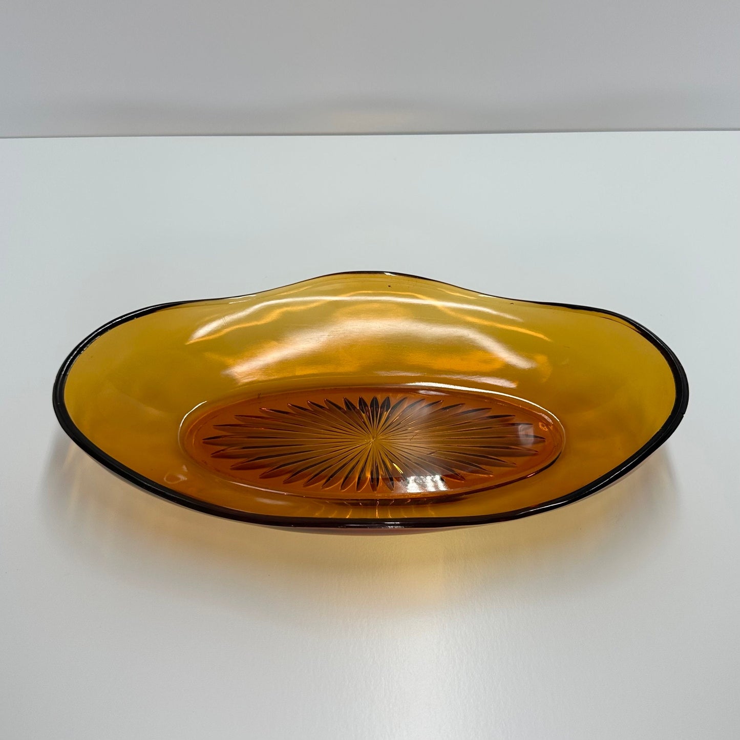 Vintage Glass Candy Dish in Amber by Hazel Atlas