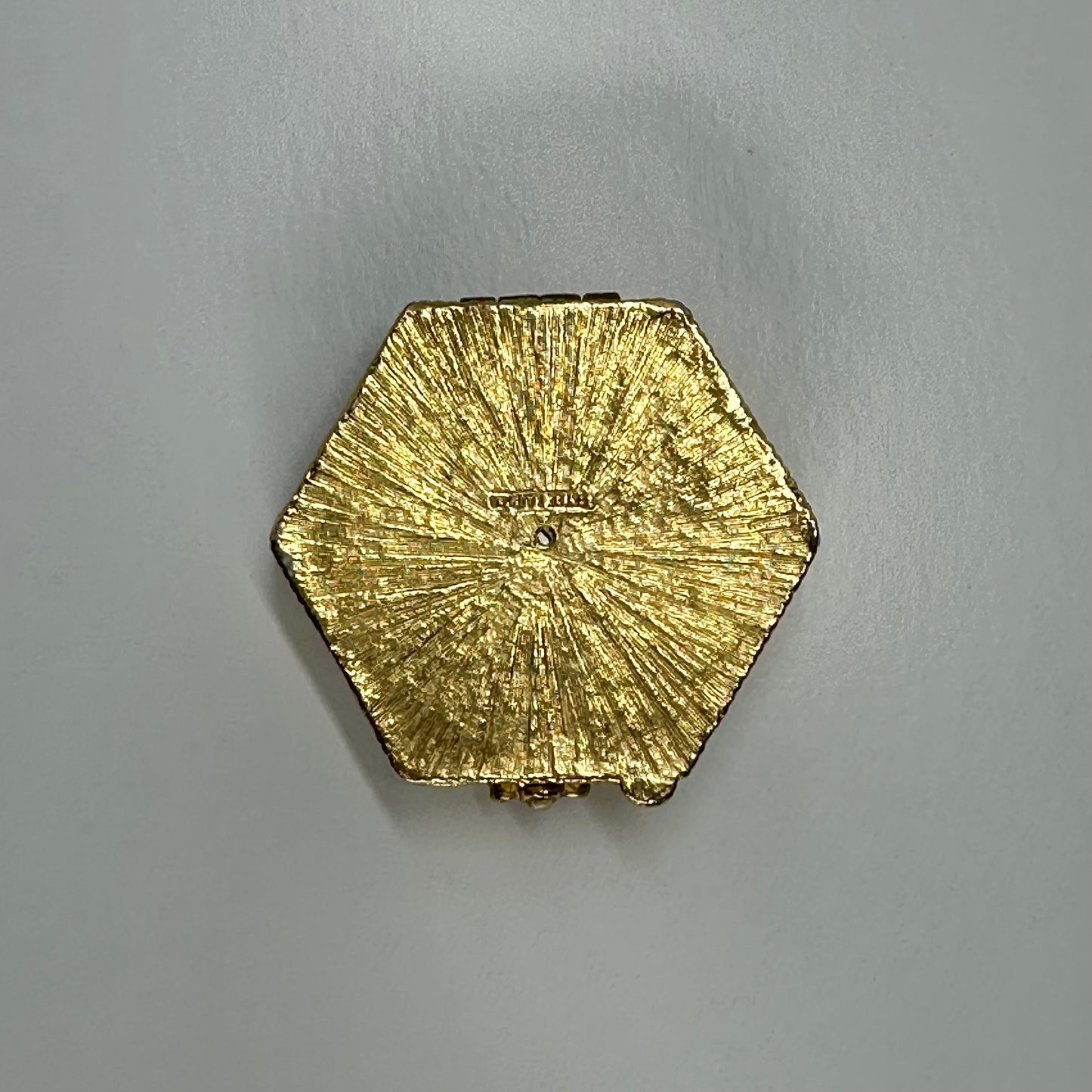 Vintage Compact of Portrait of Regency Lady in Unusual Hexagonal Shape by Estée Lauder.