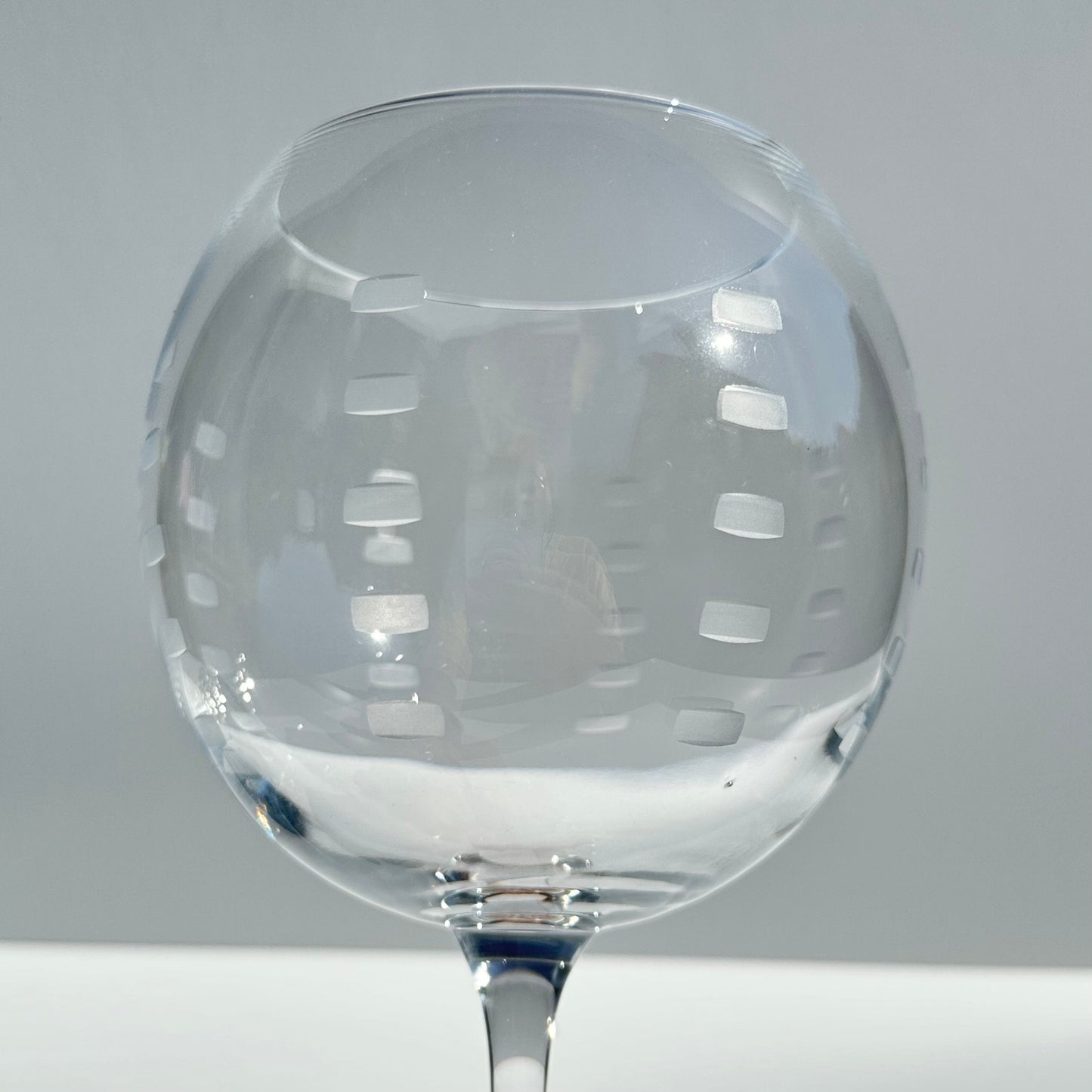 Vintage Large Crystal Wine Glasses With Etched Design by Mikasa, Set of 2.