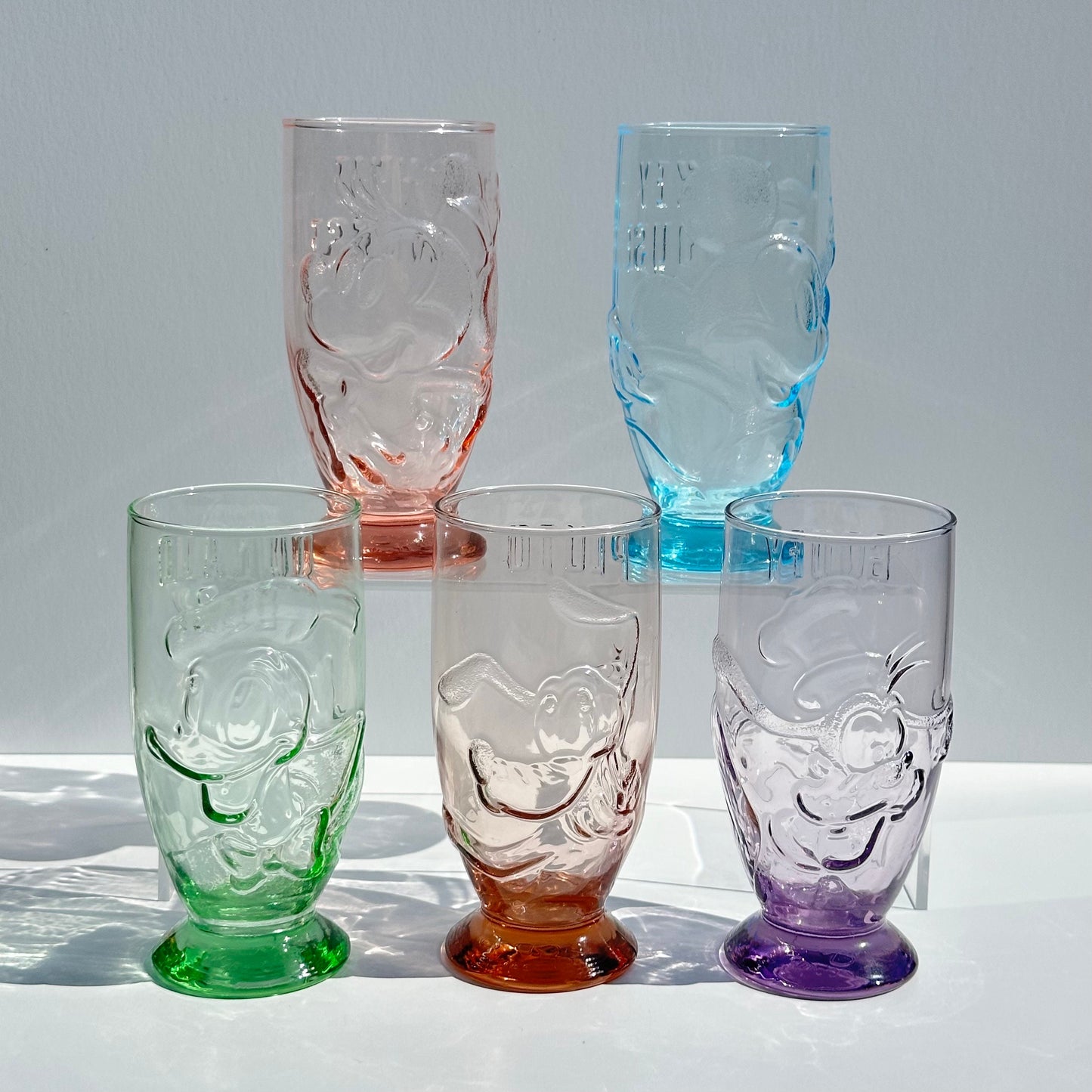 Vintage Embossed Glasses of Various Disney Characters by K. Onishi