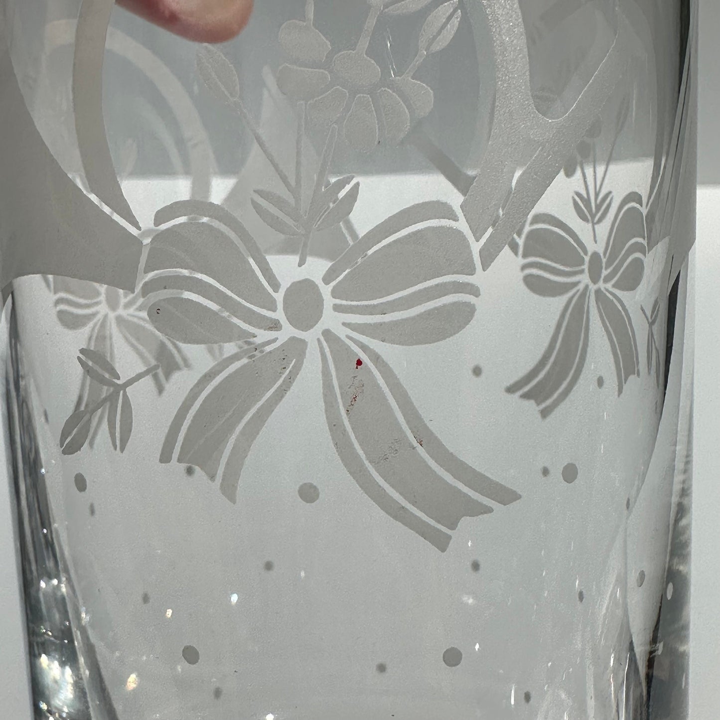 Vintage Crystal Glass Tumblers With Etched Christmas French Horn by Princess House