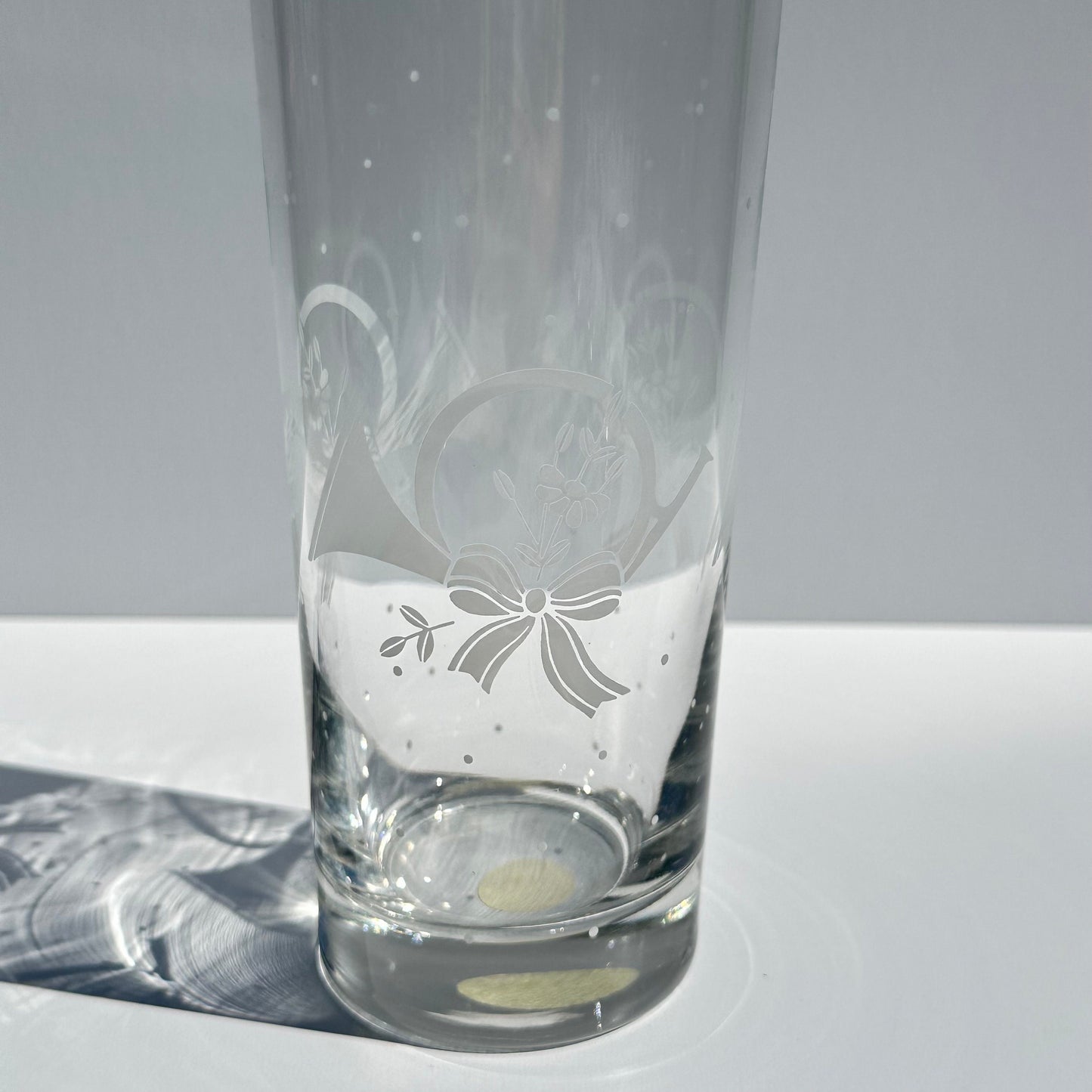 Vintage Crystal Glass Tumblers With Etched Christmas French Horn by Princess House