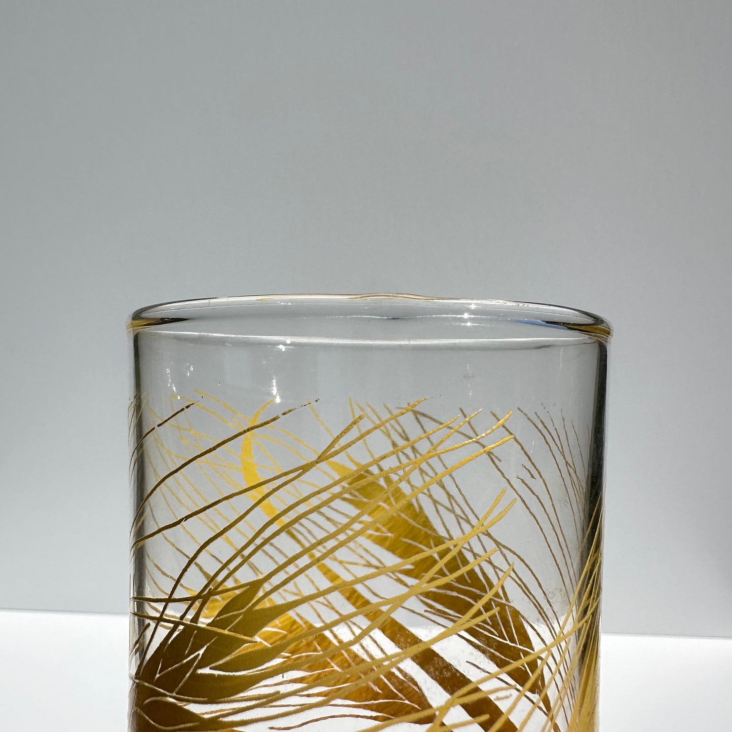 Vintage Glass Tumblers in Popular Libbey Golden Wheat Design, Set of 9 16 oz.