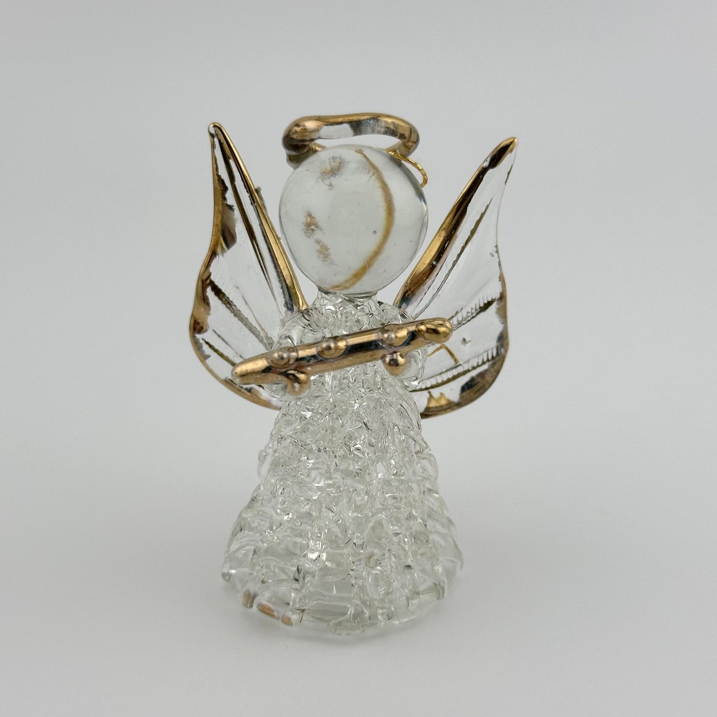 Vintage Ornament Set of Angels Made of Spun Blown Glass